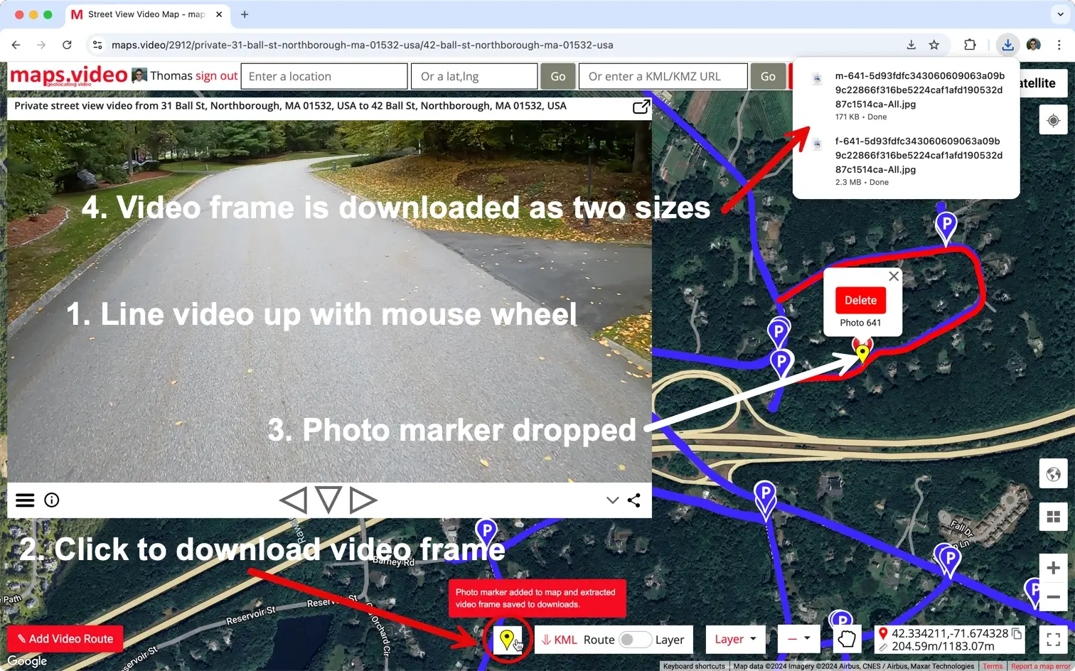 Line the local video up with the mouse wheel and extract the video frame.