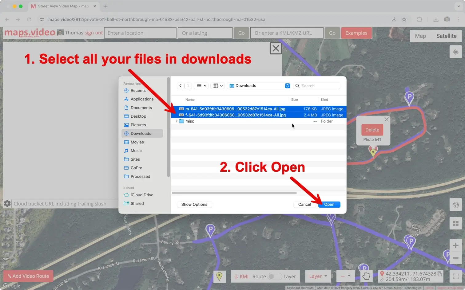 Select all your files in the downloads folder and click Open.