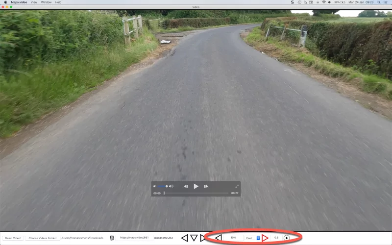 Skip a certain distance with each click. Useful for surveys.