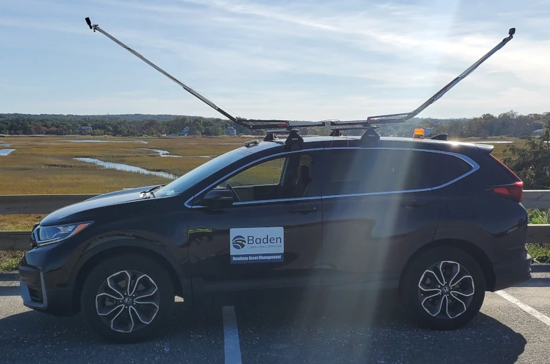 Baden Consulting road survey car with two GoPro, front and back demonstrating different camera angles.
