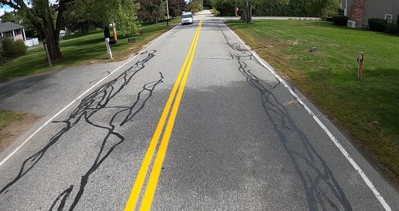 Screenshot from GoPro video showing roadway features that can be analysed to answer client questions.