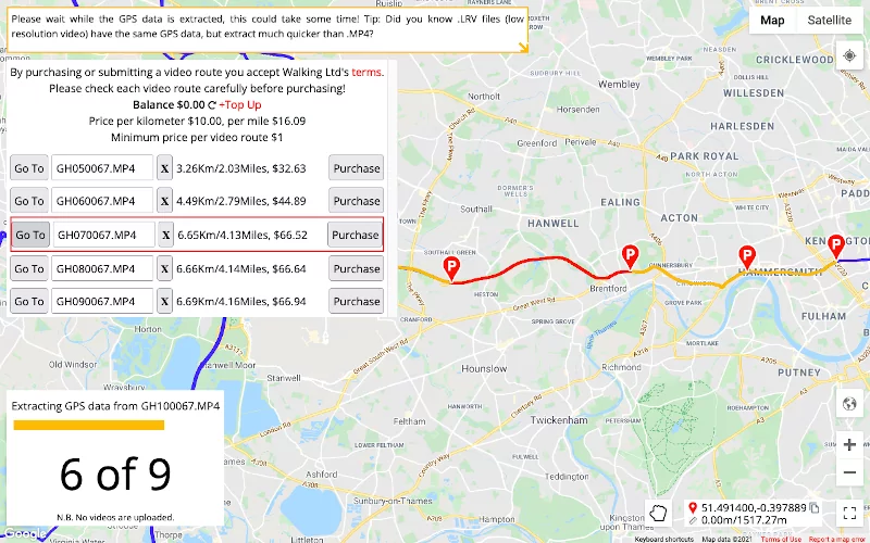 Use the batch gps extract system to quickly add multiple local videos.